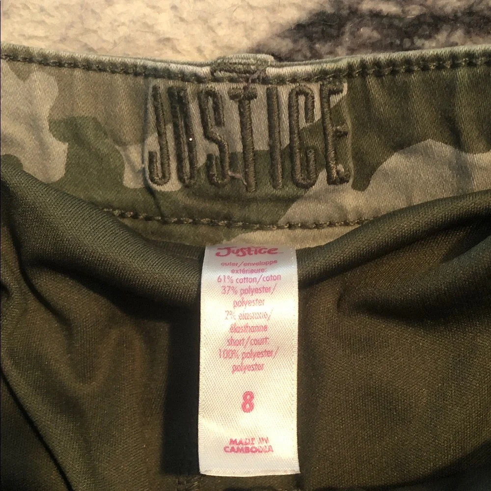 Justice Girls Camo Cargo Skort in Green and Tan